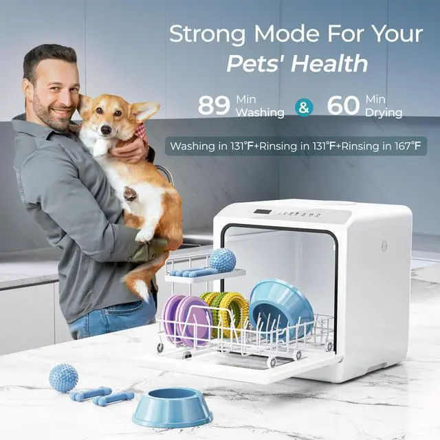 Alt view image 4 of 7 - Countertop Dishwasher Portable with 6 Programs, 5L Built-in Water Tank for Apartments, 167 High-Temp, No Hookup Needed, Mini Dishwasher with Baby Care, Air Dry/Quick/ECO/Fruit/Normal, White