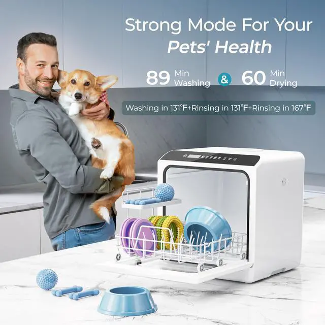Alt view image 3 of 7 - 6 Programs Countertop Dishwasher Portable, 40dB, 360° Coverage | 6-Program (Normal, ECO, Quick, Baby Care/Strong, Fruit, Dry), 73h Ventilation, Time-Saving, for Apartment