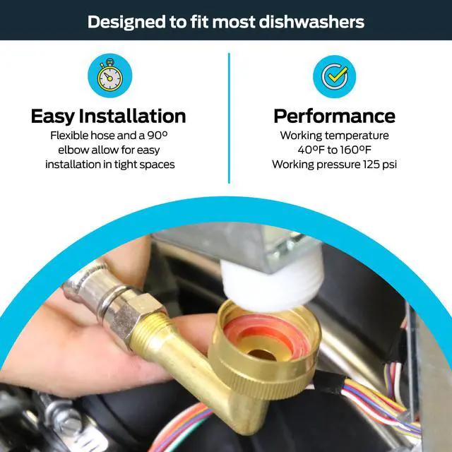 Alt view image 4 of 6 - 6 Ft. Dishwasher Installation Kit, Braided Stainless Steel Supply Line with 3/8 Inch Compression Ends, 3-Prong Straight Power Cord, 41150 (Pack of 12)