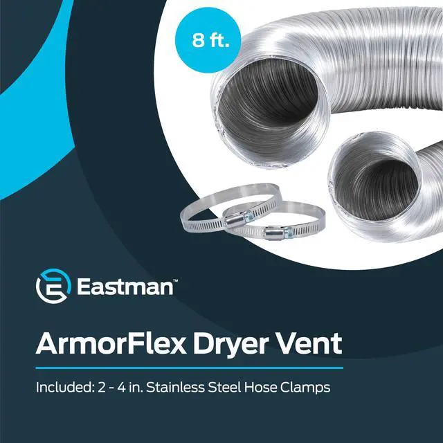 Alt view image 2 of 7 - 8 Foot ArmorFlex Dryer Vent, Flexible Aluminum Duct with Clamps, Semi-Rigid, 69028 (Pack of 12)