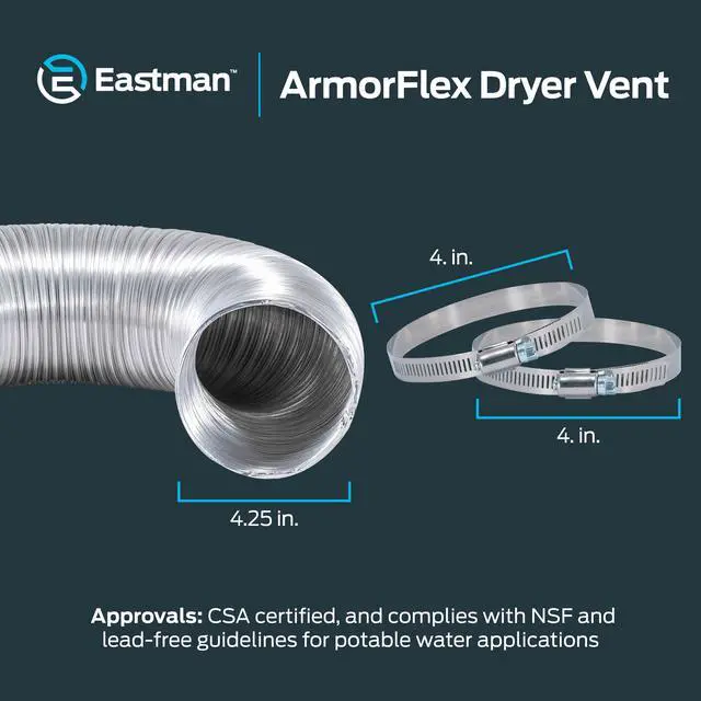 Alt view image 6 of 7 - 8 Foot ArmorFlex Dryer Vent, Flexible Aluminum Duct with Clamps, Semi-Rigid, 69028 (Pack of 12)
