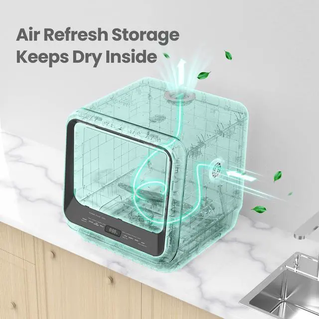 Alt view image 7 of 7 - Portable Mini Dishwasher Countertop with 1.32Gal Built-in Water Tank for Apartments& RVs, No Hookup Needed, 6 Programs, 360° Dual Spray, 162 High-Temp& Air-Dry Function