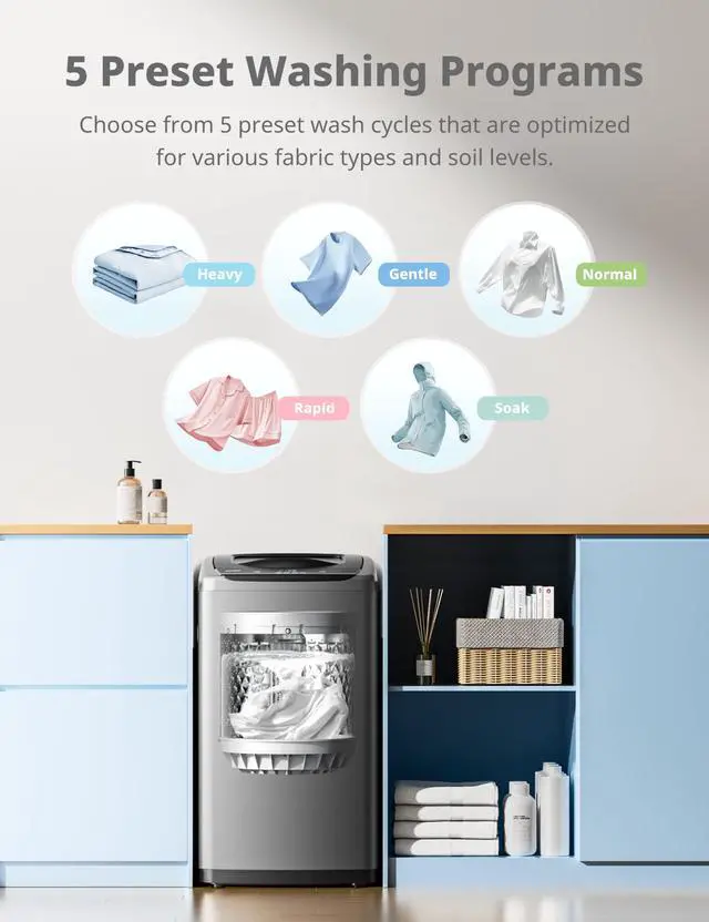 Alt view image 3 of 7 - Portable Washing Machine 0.9 cu.ft Compact Washer with LED Display