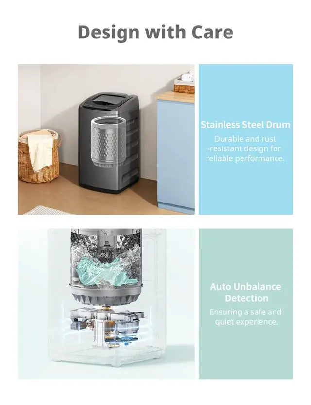 Alt view image 6 of 7 - Portable Washing Machine 0.9 cu.ft Compact Washer with LED Display