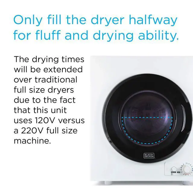Alt view image 6 of 7 - 2.65 Cu. Ft. Portable Dryer, 8.8 lb. Capacity, BCED26, White | 8.8 lb. Capacity Electric Dryer, 1400W 120V Vented, Stainless Steel Drum, Dryers for Laundry for Standard Wall Outlet
