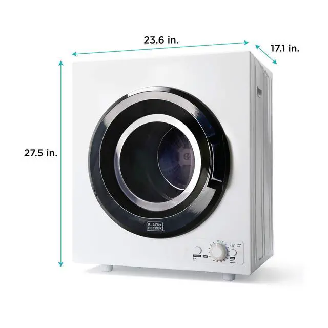 Alt view image 7 of 7 - 2.65 Cu. Ft. Portable Dryer, 8.8 lb. Capacity, BCED26, White | 8.8 lb. Capacity Electric Dryer, 1400W 120V Vented, Stainless Steel Drum, Dryers for Laundry for Standard Wall Outlet