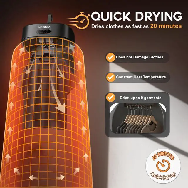 Alt view image 2 of 7 - Portable Clothes Dryer - Mini/Compact Dryer for Apartment, RV, Travel - Small Quiet Fast-Drying Machine with Adjustable Timer & Hassle-Free Setup