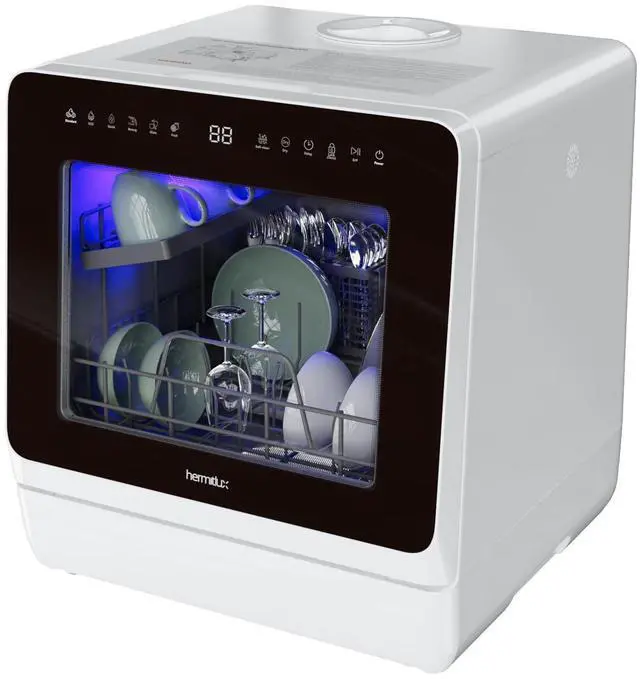 Main image of Countertop Dishwasher, 7 Washing Programs Portable Dishwasher | Mini Dishwashers with 5-Liter Built-in Water Tank, Glass Door, LED Light, No Hookup Needed for RV & Apartment Use