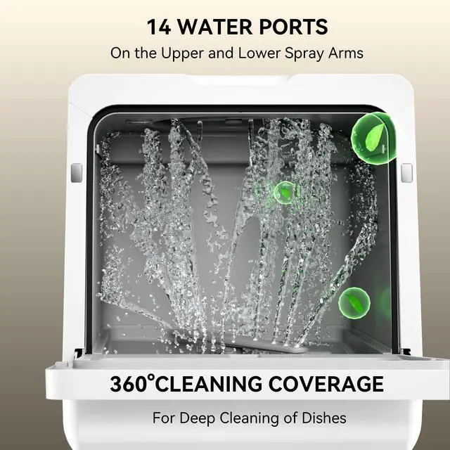 Alt view image 6 of 7 - Countertop Dishwasher, 7 Washing Programs Portable Dishwasher | Mini Dishwashers with 5-Liter Built-in Water Tank, Glass Door, LED Light, No Hookup Needed for RV & Apartment Use