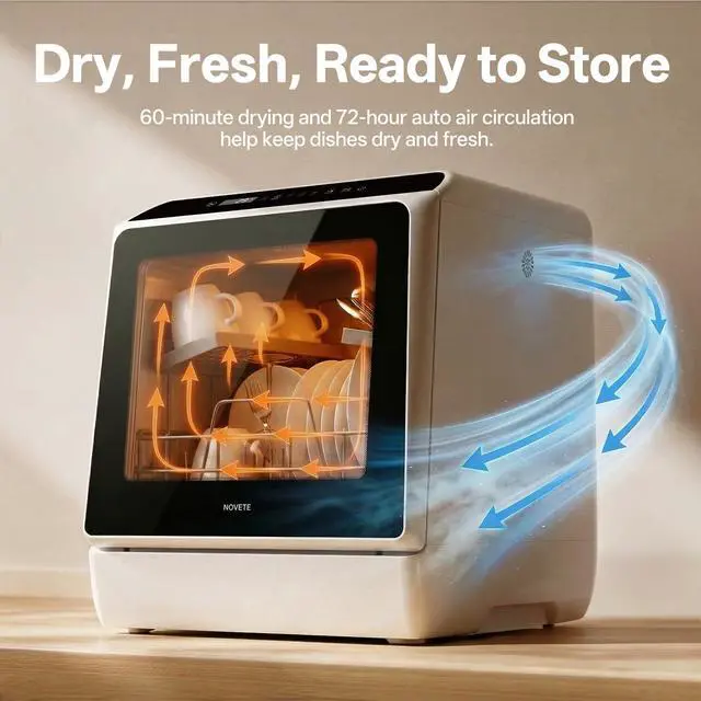 Alt view image 4 of 7 - Portable Countertop Dishwashers, Compact Dishwashers with 5L Built-in Water Tank & Inlet Hose, 5 Washing Programs, Baby Care, Air-Dry Function and LED Light for Small Apartments