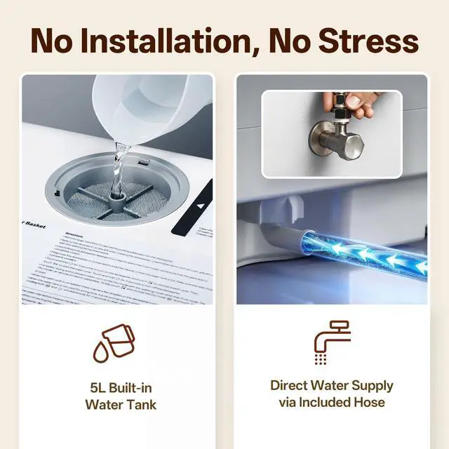 Alt view image 5 of 7 - Portable Countertop Dishwashers, Compact Dishwashers with 5L Built-in Water Tank & Inlet Hose, 5 Washing Programs, Baby Care, Air-Dry Function and LED Light for Small Apartments