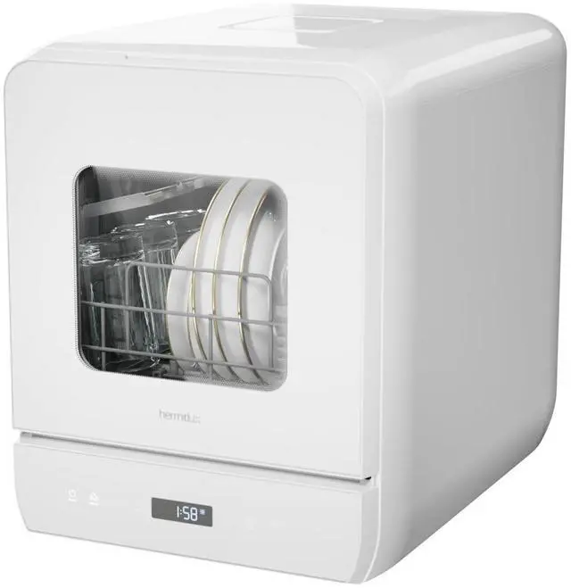 Main image of Slim Countertop Portable Dishwasher for Small Spaces | 6 Washing Programs, Compact Size, 5-Liter Built-in Water Tank, Glass Door, LED Light, Easy Operation for Apartment & RV