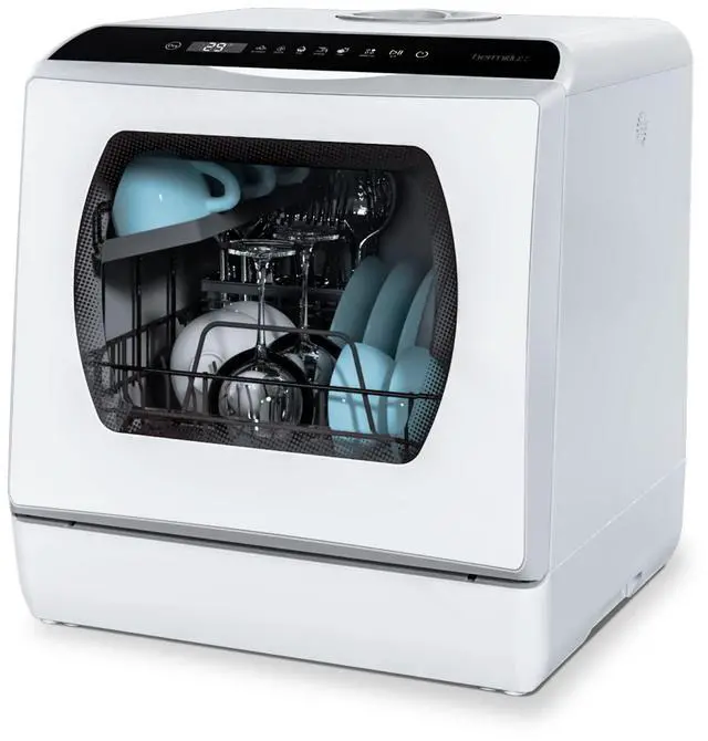 Main image of Countertop Portable Dishwasher, Built-in 5-Liter Water Tank | 5 Washing Programs, Transparent Glass Door, No Hookup Needed for RV, Apartments & Small Kitchens