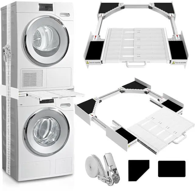 Main image of Washer Dryer Stacking Kit - Universal Washer Dryer Stacking Kit | with Pull-Out Sliding Plate - Adjustable 21"-29" Stacking Kit for Washer and Dryer with Ratchet Strap - Space-Saving