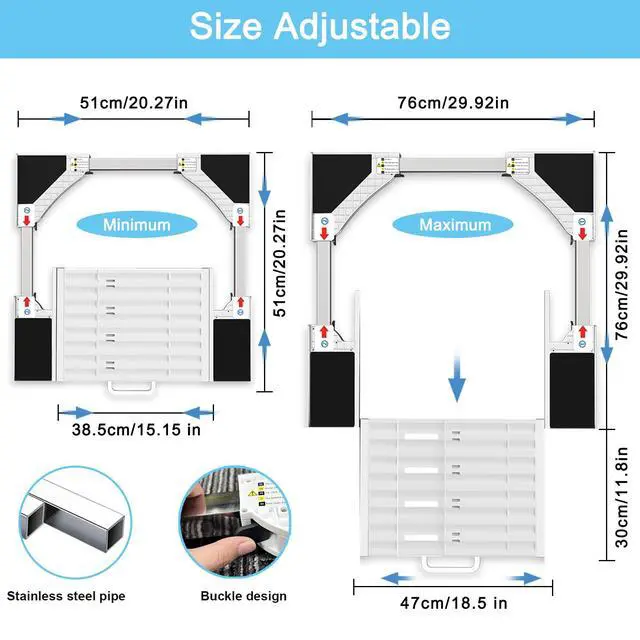 Alt view image 2 of 6 - Washer Dryer Stacking Kit - Universal Washer Dryer Stacking Kit | with Pull-Out Sliding Plate - Adjustable 21"-29" Stacking Kit for Washer and Dryer with Ratchet Strap - Space-Saving