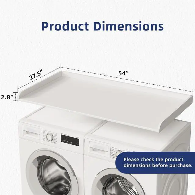 Alt view image 2 of 7 - 54" Width Washer Dryer Countertop for Depth Laundry Room Organization | Laundry Countertop Organization with Edge Wooden Washer and Dryer Topper for Folding Sorting & Ironing Easy to Install