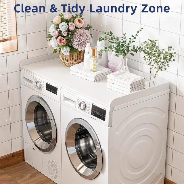 Alt view image 4 of 7 - 54" Width Washer Dryer Countertop for Depth Laundry Room Organization | Laundry Countertop Organization with Edge Wooden Washer and Dryer Topper for Folding Sorting & Ironing Easy to Install
