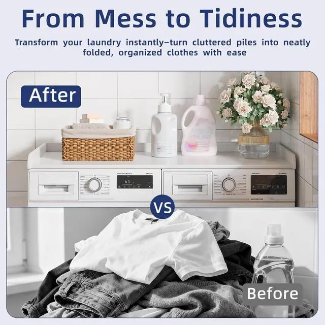 Alt view image 7 of 7 - 54" Width Washer Dryer Countertop for Depth Laundry Room Organization | Laundry Countertop Organization with Edge Wooden Washer and Dryer Topper for Folding Sorting & Ironing Easy to Install