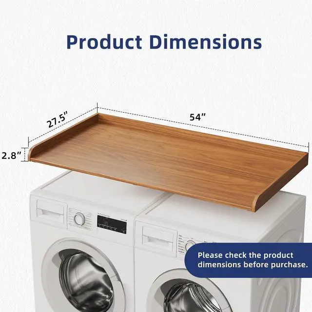 Alt view image 2 of 7 - 54" Width Washer Dryer Countertop for Depth Laundry Room Organization | Laundry Countertop Organization with Edge Wooden Washer and Dryer Topper for Folding Sorting & Ironing Easy to Install