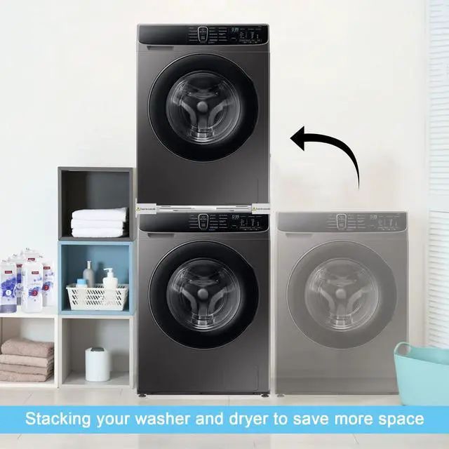 Alt view image 3 of 7 - Washer Dryer Stacking Kit 29 inch - Universal Washer and Dryer Stacking Kit | with Pull Out Drying Rack - Adjustable 29"/28"/27"/26"/25"/24" Stacking Kit with Ratchet Strap - Space-Saving