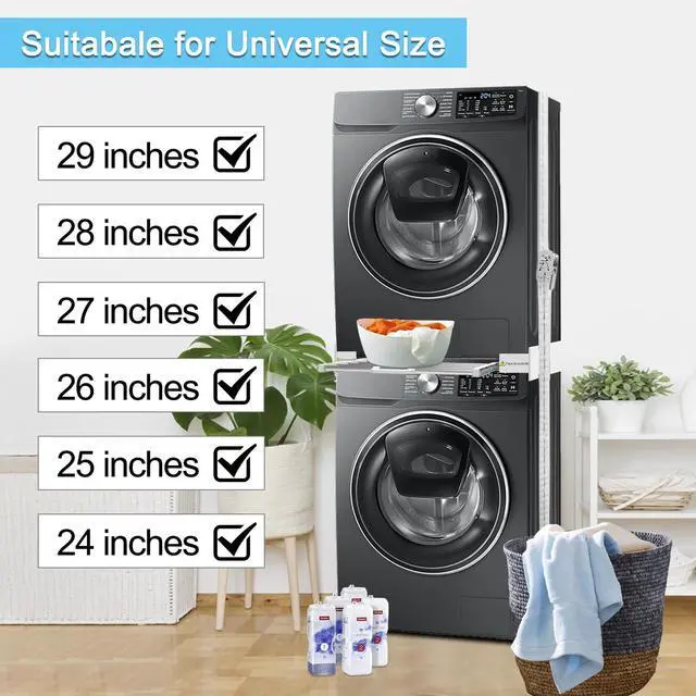 Alt view image 5 of 7 - Washer Dryer Stacking Kit 29 inch - Universal Washer and Dryer Stacking Kit | with Pull Out Drying Rack - Adjustable 29"/28"/27"/26"/25"/24" Stacking Kit with Ratchet Strap - Space-Saving
