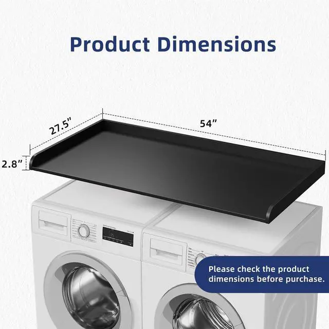 Alt view image 2 of 6 - 54" Width Washer Dryer Countertop for Depth Laundry Room Organization | Laundry Countertop Organization with Edge Wooden Washer and Dryer Topper for Folding Sorting & Ironing Easy to Install