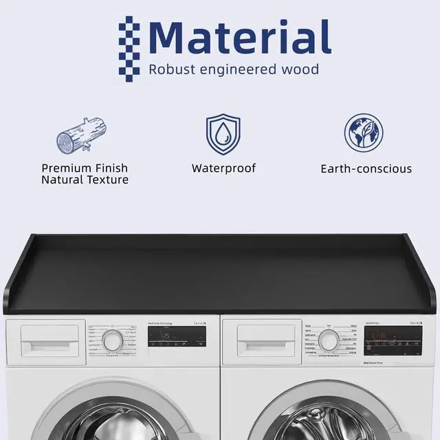 Alt view image 3 of 6 - 54" Width Washer Dryer Countertop for Depth Laundry Room Organization | Laundry Countertop Organization with Edge Wooden Washer and Dryer Topper for Folding Sorting & Ironing Easy to Install