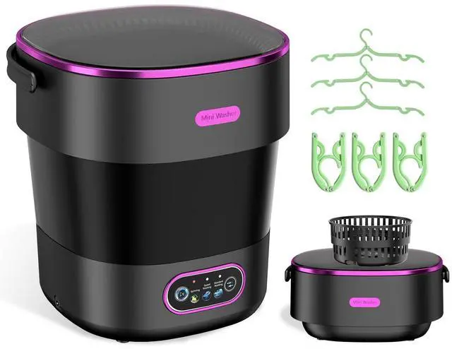 Main image of Portable Washing Machine, Folding 20L Mini Washer and Spin-Dryer | 3 modes with deep cleaning. Compact for apartments, dorms, home, RV, and travel. For small clothes and delicates. Black