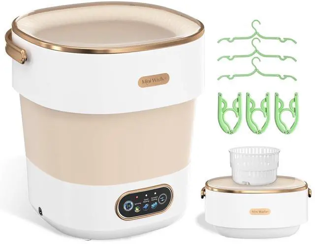 Main image of Portable Washing Machine, Folding 20L Mini Washer and Spin-Dryer | 3 modes with deep cleaning. Compact for apartments, dorms, home, RV, and travel. For small clothes and delicates. Khaki