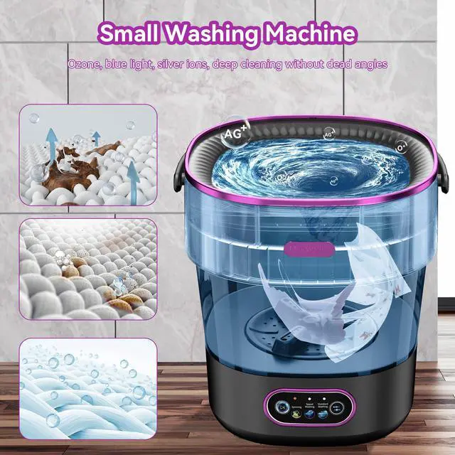 Alt view image 6 of 7 - Portable Washing Machine, Folding 20L Mini Washer and Spin-Dryer | 3 modes with deep cleaning. Compact for apartments, dorms, home, RV, and travel. For small clothes and delicates. Black