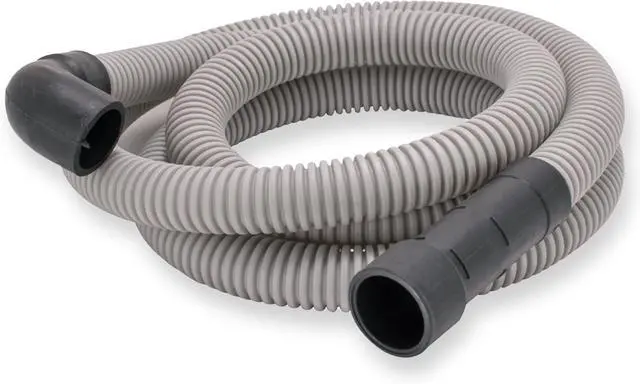 Main image of 6 Foot Dishwasher Drain Hose, Fit with 5/8 Inch, 7/8 Inch, or 1 Inch OD Drain Outlet, 90 Degree Rubber Elbow, Corrugated, Gray Polypropylene, 91227 (Pack of 10)