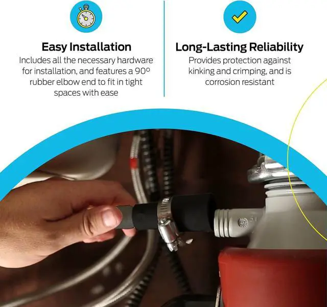 Alt view image 4 of 6 - 6 Foot Dishwasher Drain Hose, Fit with 5/8 Inch, 7/8 Inch, or 1 Inch OD Drain Outlet, 90 Degree Rubber Elbow, Corrugated, Gray Polypropylene, 91227 (Pack of 10)