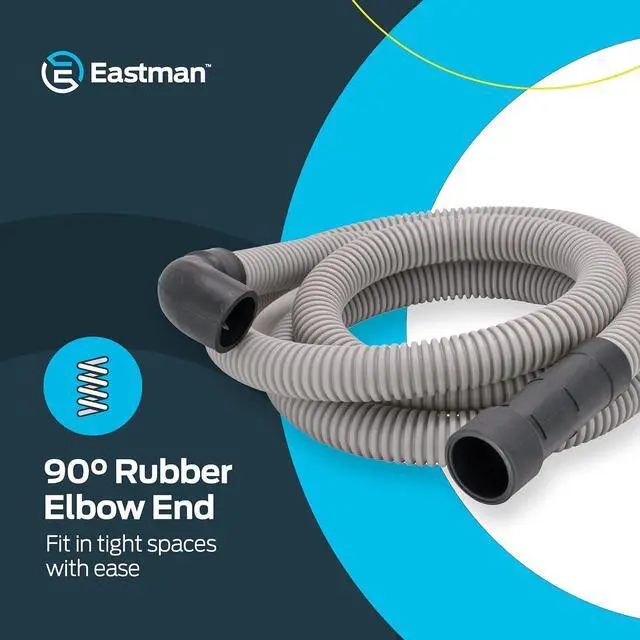 Alt view image 6 of 6 - 6 Foot Dishwasher Drain Hose, Fit with 5/8 Inch, 7/8 Inch, or 1 Inch OD Drain Outlet, 90 Degree Rubber Elbow, Corrugated, Gray Polypropylene, 91227 (Pack of 10)