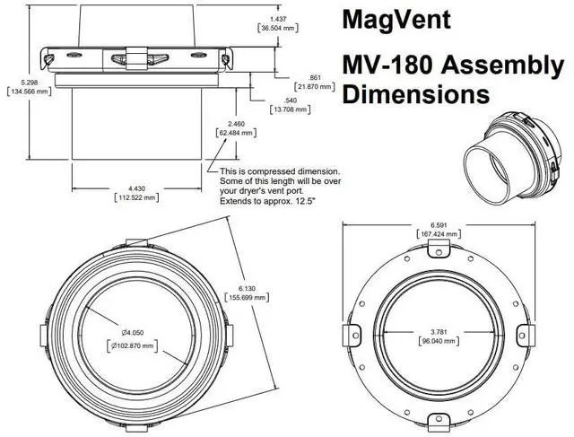 Alt view image 6 of 6 - MV-180 Magnetic Dryer Vent Coupling (Silver)