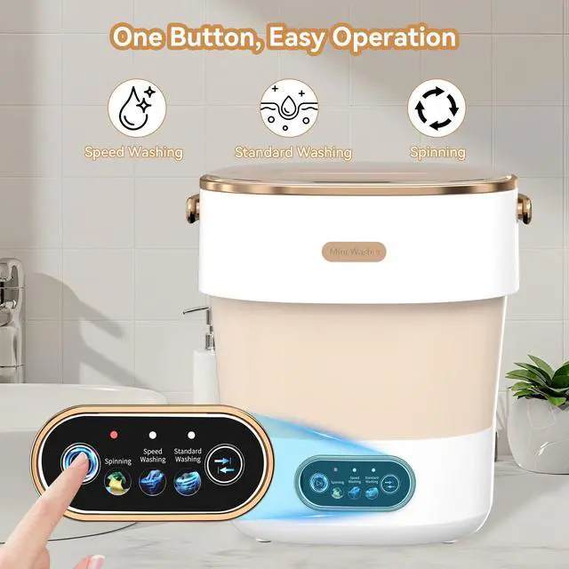Alt view image 3 of 7 - Portable Foldable Mini Washing Machine for Delicates & Small Loads | Portable 20L foldable washer with spin basket 3 wash modes. Ideal for baby clothes, underwear, dorms, RVs