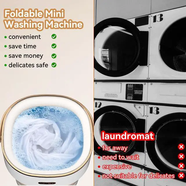 Alt view image 7 of 7 - Portable Foldable Mini Washing Machine for Delicates & Small Loads | Portable 20L foldable washer with spin basket 3 wash modes. Ideal for baby clothes, underwear, dorms, RVs