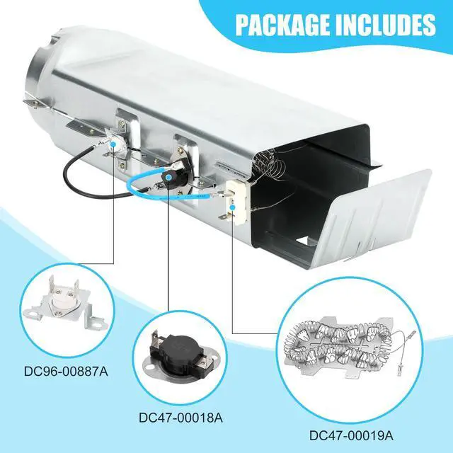 Alt view image 2 of 7 - DC97-14486A Dryer Heating Element Upgrade OEM DC96-00887A,Fit for Samsung Dryer dv45h7000ew/a2 dve50r5400v/a3 dve50r5200w/a3,Replace DC97-14486D AP4342351(with DC96-00887A DC47-00018A)