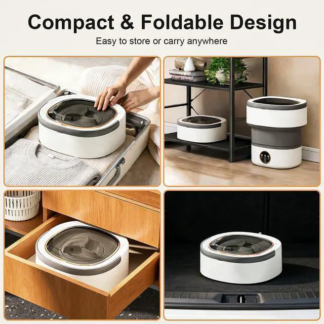 Alt view image 4 of 7 - Portable Washing Machine - 22L Mini Foldable Washer with Spin Basket, Gray | 3 Cleaning Modes & Deep Cleaning for Small Clothes, Collapsible Laundry for Apartment, Home, Hotel and Travel