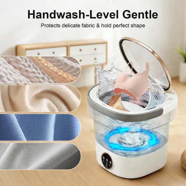 Alt view image 5 of 7 - Portable Washing Machine - 22L Mini Foldable Washer with Spin Basket, Gray | 3 Cleaning Modes & Deep Cleaning for Small Clothes, Collapsible Laundry for Apartment, Home, Hotel and Travel