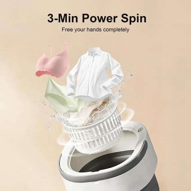 Alt view image 7 of 7 - Portable Washing Machine - 22L Mini Foldable Washer with Spin Basket, Gray | 3 Cleaning Modes & Deep Cleaning for Small Clothes, Collapsible Laundry for Apartment, Home, Hotel and Travel