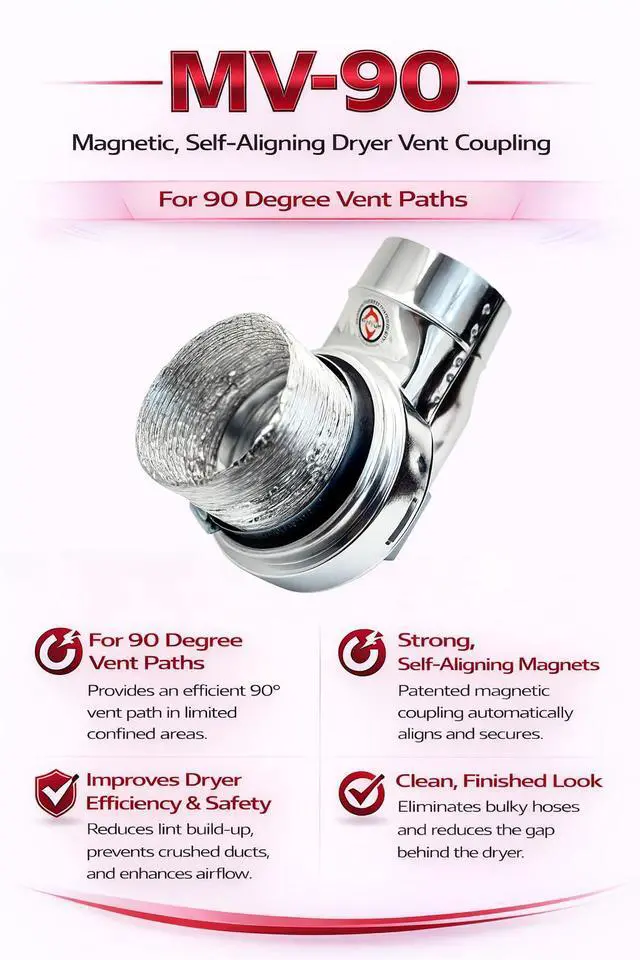 Alt view image 3 of 6 - MV-90 Magnetic Dryer Vent Coupling (Silver)