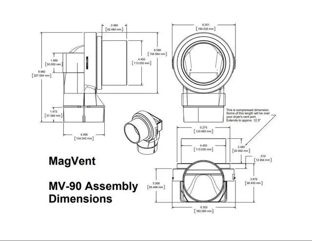 Alt view image 6 of 6 - MV-90 Magnetic Dryer Vent Coupling (Silver)