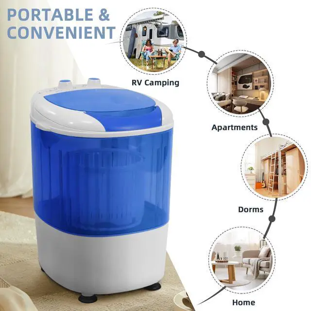 Alt view image 6 of 7 - Mini Spin Dryer Portable Washing Machine, Compact Laundry for Home, Apartment, RV, Blue