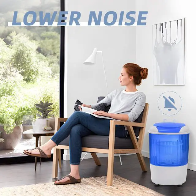 Alt view image 7 of 7 - Mini Spin Dryer Portable Washing Machine, Compact Laundry for Home, Apartment, RV, Blue