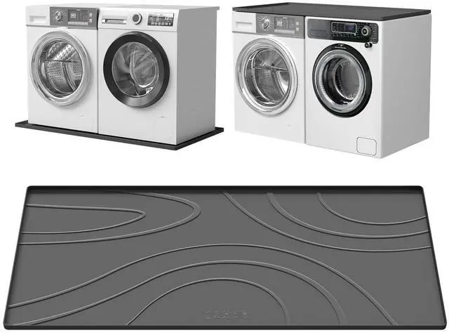 Main image of Washing Machine Drain Pan Silicone Mat,53.5x26.8inch Non-Slip Waterproof Washer Tray,Raised Edge Drip Mat for Under Dryer or Washer,Anti-Vibration,Floor Leak Protector for Laundry Room