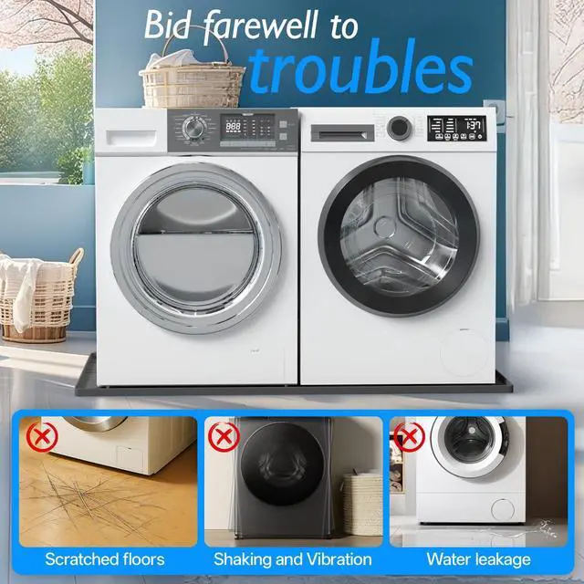 Alt view image 5 of 7 - Washing Machine Drain Pan Silicone Mat,53.5x26.8inch Non-Slip Waterproof Washer Tray,Raised Edge Drip Mat for Under Dryer or Washer,Anti-Vibration,Floor Leak Protector for Laundry Room