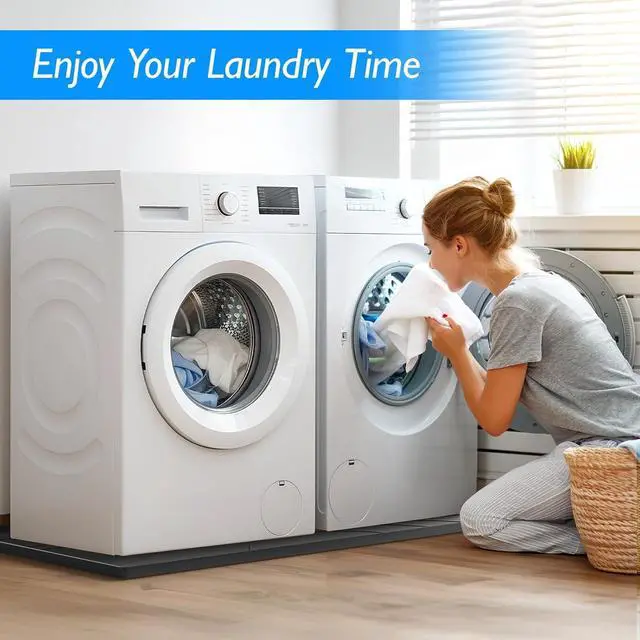 Alt view image 6 of 7 - Washing Machine Drain Pan Silicone Mat,53.5x26.8inch Non-Slip Waterproof Washer Tray,Raised Edge Drip Mat for Under Dryer or Washer,Anti-Vibration,Floor Leak Protector for Laundry Room