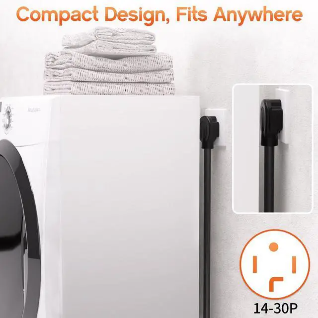 Alt view image 3 of 7 - 25FT 4 Prong Dryer Cord, Pure Copper, NEMA 14-30P Plug, ETL Listed | 4-Wire 30Amp 10 Gauge, Dryer Cord 4 Prong, Dryer Power Cord Replacement, O-Ring Terminals, 250V 7500W, Black, SRDT