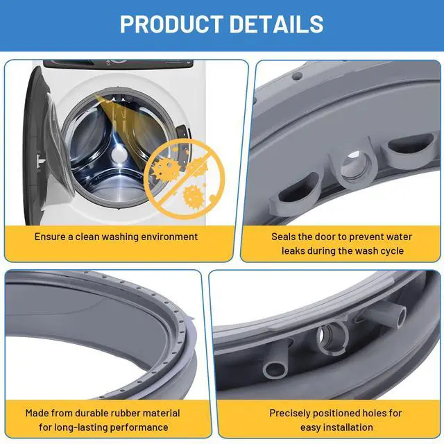 Alt view image 4 of 7 - 5304505004 for Electrolux Washer Door Seal EFLS627UTT0 EFLS617STT0 EFLS527UIW0 EFLS517SIW0 EFLS627UIW0 EFLS627UTT1 EFLS627UIW1 EFLS517STT0 EFLS527UIW1 EFLS527UTT2 EFLS617SIW0 EFLS627UIW2
