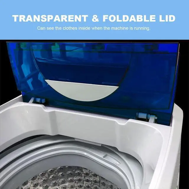 Alt view image 4 of 7 - 1.34 Cu.Ft. Portable Washing Machine, Fully Automatic, 10 lb Volume | Stainless Steel Drum; Quick Connect Adapter Included; Built-in Drain Pump; Top-load Washer for Apartments, RVs and Dorms